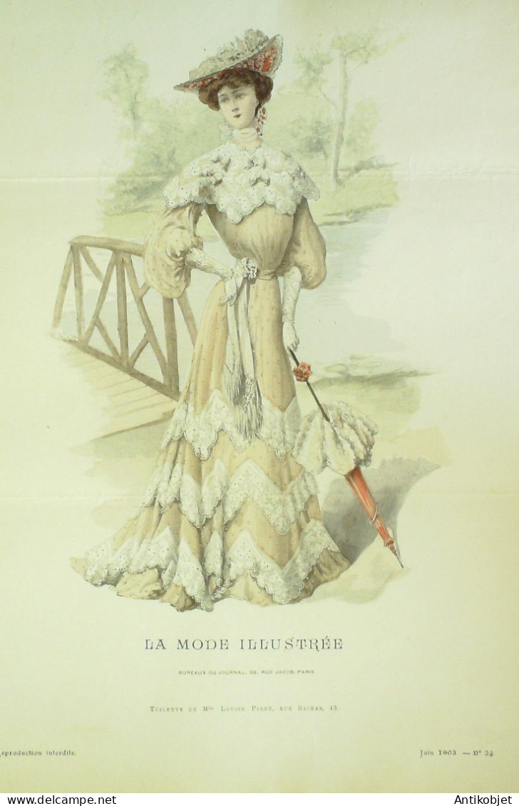 Gravure Mode illustree 1903 # 24 (Old Fashion plate) RARE