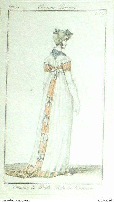 Costume Parisien 1804 an 12 # 555 (eau forte) Robe Cachemire