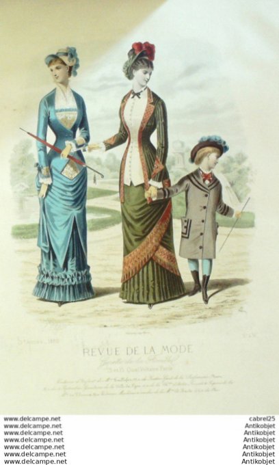 Gravure Mode La Gazette 1880 # 436 (Old Fashion plate)