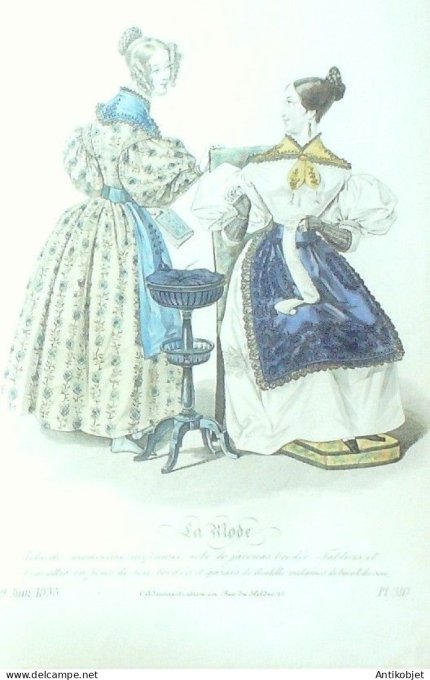 Gravure La mode 1833 # 310 (aquarelle old Fashion plate)