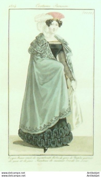 Costume Parisien 1824 # 2222 Manteau Casimir & soie