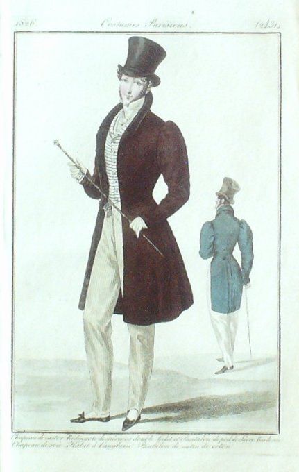 Gravure Mode Costume Parisien 1826 # 2431 (eau forte old Fashion plate