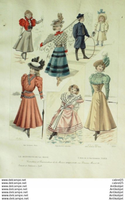 Gravure Mode Le Moniteur 1897 # 09 (Old Fashion plate)