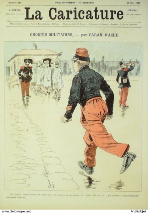 La Caricature 1886 #335 Croquis militaires Caran d'Ache Amiral Aube par Luque  Draner Trock