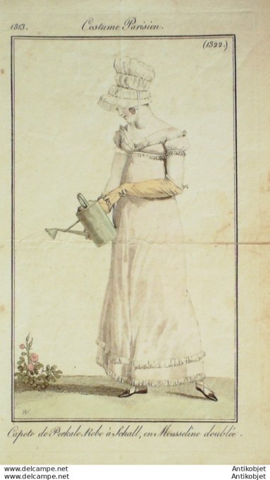 Costume Parisien 1813 # 1322 Robe à Schall en mousseline