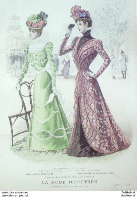 Gravure Mode illustree 1898 # 48 (Old Fashion plate) rare