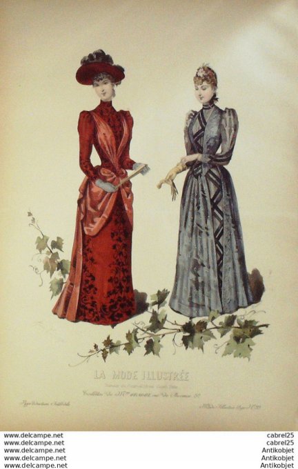 Gravure de mode La Mode illustrée 1890 n°39 (Maison Gradoz)
