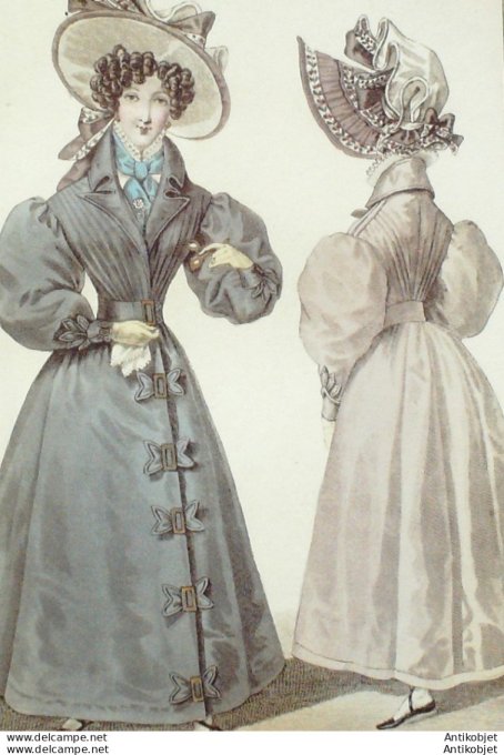 Costume Parisien 1828 # 2642 Redingote de gros de Naples