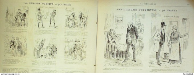 La Caricature 1886 #335 Croquis militaires Caran d'Ache Amiral Aube par Luque  Draner Trock