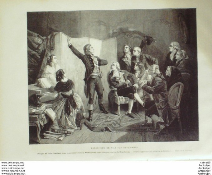 Le Monde illustré 1876 n° 985 Boulogne Sur Mer (62) Rouget De L'isle La Marseillaise Espagne Prise R