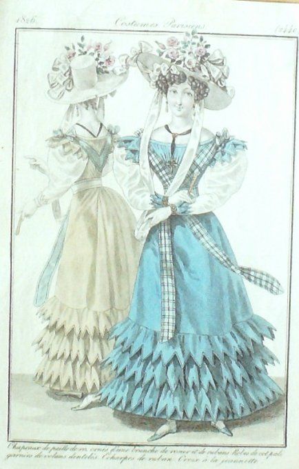 Gravure Mode Costume Parisien 1826 # 2440 (eau forte old Fashion plate
