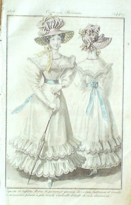 Gravure Mode Costume Parisien 1826 # 2442 (eau forte old Fashion plate