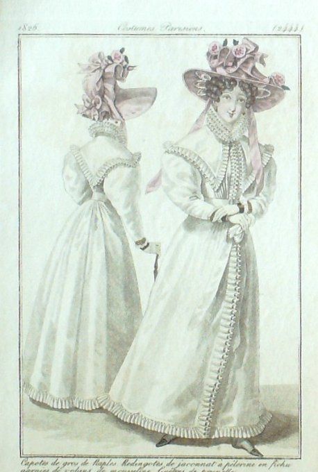 Gravure Mode Costume Parisien 1826 # 2444 (eau forte old Fashion plate