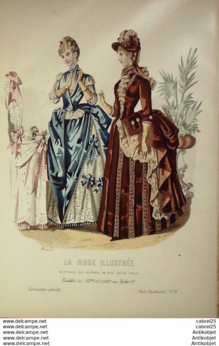 Gravure de mode La Mode illustrée 1887 n°39 (Maison Coussinet)