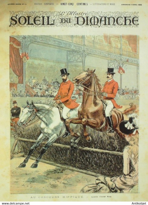 Soleil du Dimanche 1893 n°15 Adrien Marie Challemel Lacour Terre-neuve Polo jeu