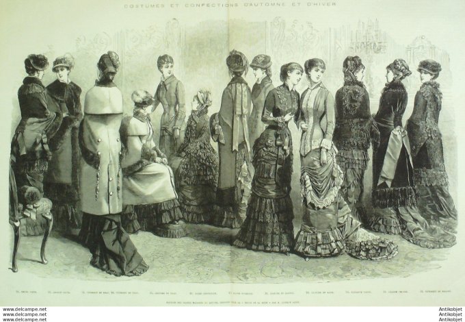 Gravure de mode Revue de la mode Gazette NB (Magasins du Louvre) Costumes Automne