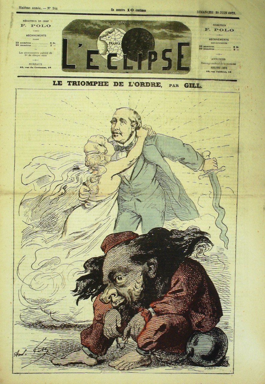 L'Eclipse 1873 n°244 LE TRIOMPHE de L'ORDRE André GILL