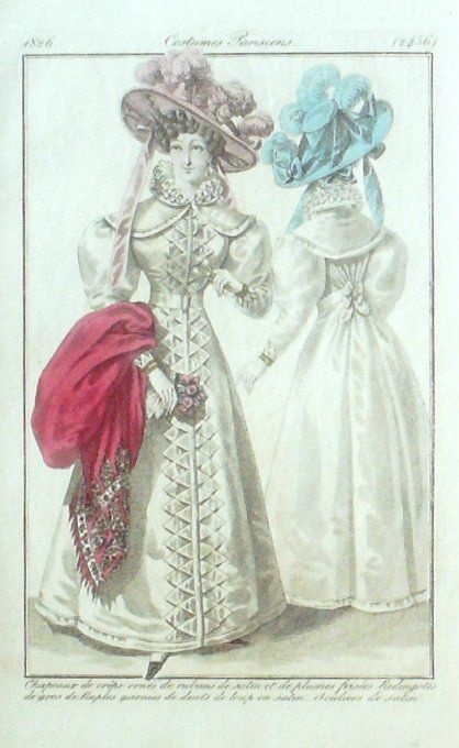 Gravure Mode Costume Parisien 1826 # 2456 (eau forte old Fashion plate