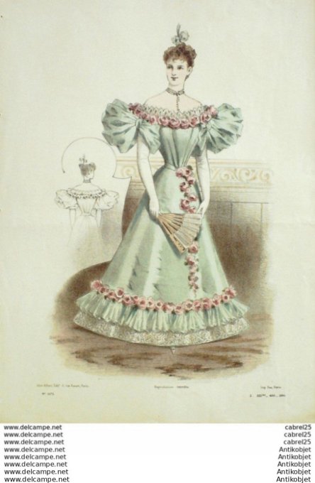 Gravure Mode Le Coquet 1895 # 02 (Old Fashion plate)