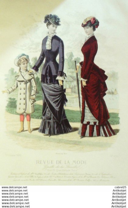 Gravure Mode La Gazette 1880 # 435 (Old Fashion plate)