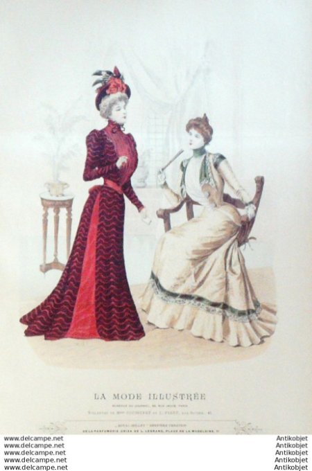 Gravure Mode illustree 1898 # 46 (Old Fashion plate) rare