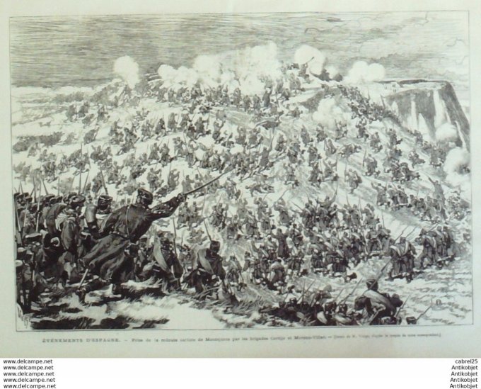 Le Monde illustré 1876 n° 986 Calais (62) Espagne Montejurra Cortijo Moreni Villar Belgique Malines 