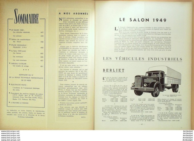 R.T Automobile Peugeot DMA Autocars Benne basculantes 43 # 1949