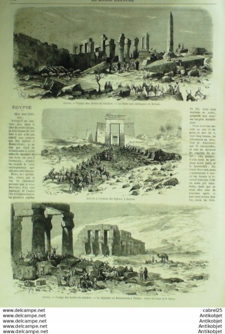 Le Monde illustré 1869 n°661 Egypte Karnak Ramesseum Thebes Lac Tismah Ile Elephantine Bazas(33)