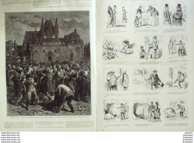 Le Monde illustré 1876 n° 986 Calais (62) Espagne Montejurra Cortijo Moreni Villar Belgique Malines 