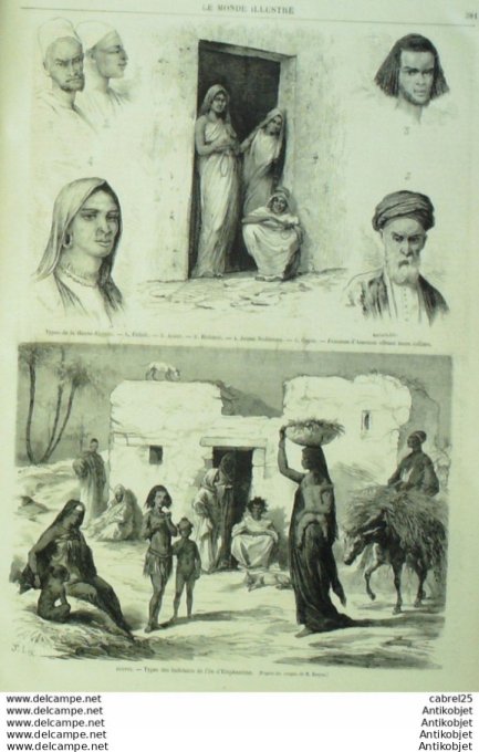 Le Monde illustré 1869 n°661 Egypte Karnak Ramesseum Thebes Lac Tismah Ile Elephantine Bazas(33)