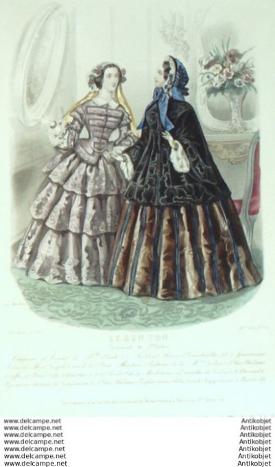 Gravure Mode Le Bon Ton 1853 20 # 35 (aquarelle old fashion plate)