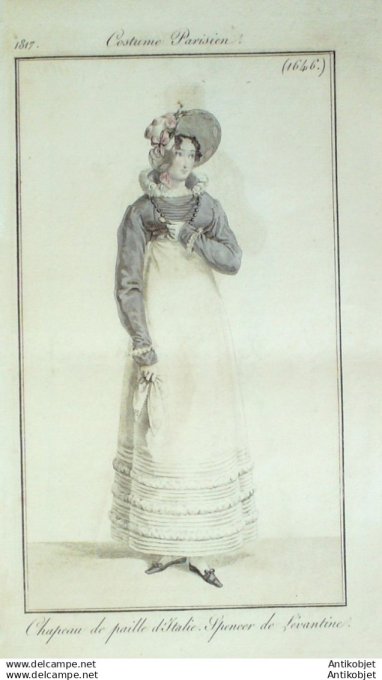 Gravure Mode Costume Parisien 1817 # 1646 (eau forte old Fashion plate