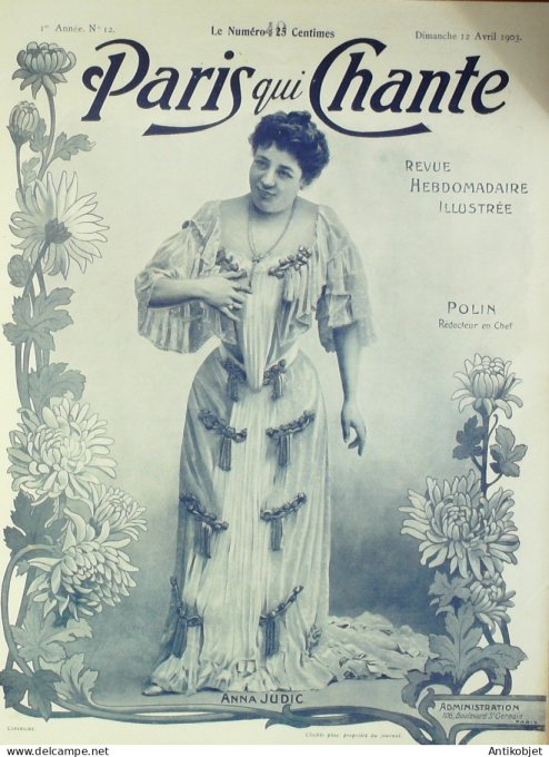 Paris qui chante 1903 n° 12 Judic Nibor Stefani Galipaux Dianette Honoré