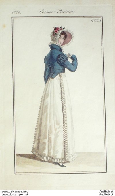 Costume Parisien 1820 # 1885 Redingote garnie de gances et d'olive