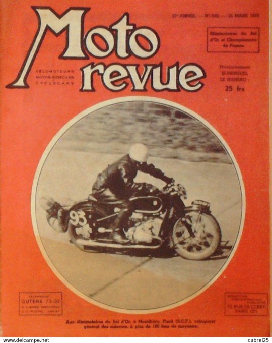 Moto Revue 1949 n° 940 Genève Motobécane 125 Condor 750 Parilla 250 Minicar 125