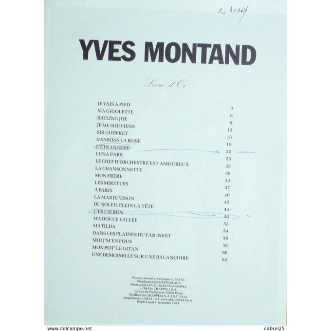 Montand Yves 23 Succès 1983