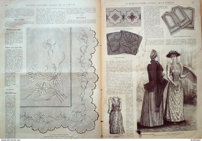 La Mode illustrée journal + gravure associée 1890 # 14