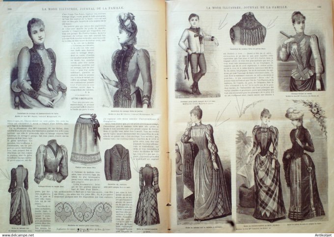 La Mode illustrée journal + gravure associée 1890 # 14