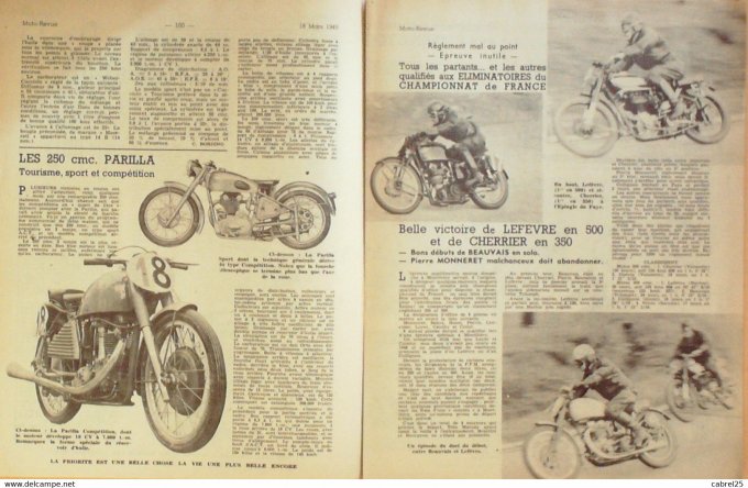 Moto Revue 1949 n° 940 Genève Motobécane 125 Condor 750 Parilla 250 Minicar 125