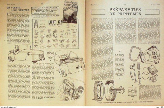 Moto Revue 1949 n° 940 Genève Motobécane 125 Condor 750 Parilla 250 Minicar 125