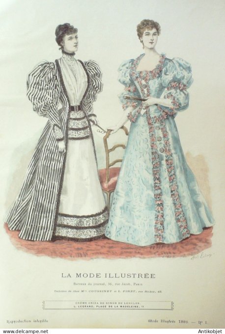 Gravure Mode illustree 1896 # 01 (Old Fashion plate) RARE