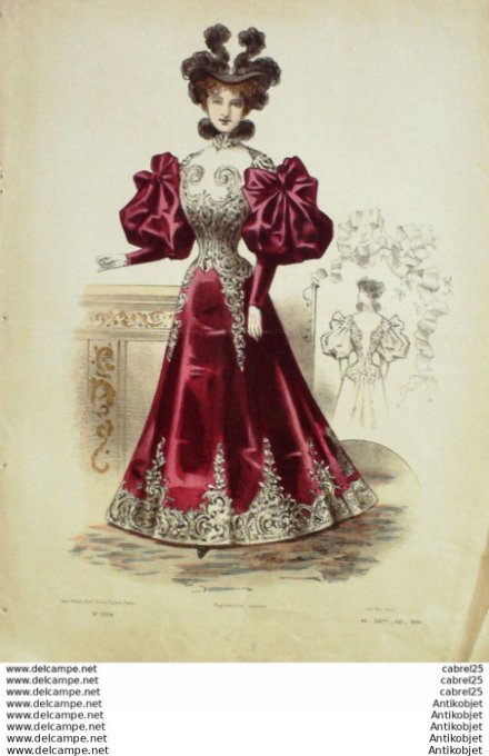 Gravure Mode Le Coquet 1894 # 46 (Old Fashion plate)