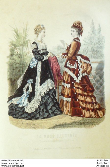 Gravure de mode La Mode illustrée 1873 n°40 (Maison Bréant-Castel)