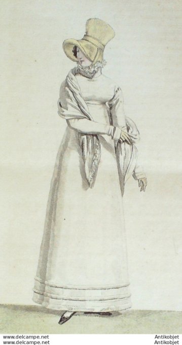 Gravure de mode Costume Parisien 1817 n°1630 Robe de mérinos