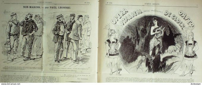 Le Journal Amusant 1889 # 1708 Opera italien Orphee M Hastreiter Orfo de Cluck