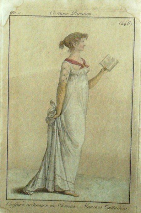 Gravure Mode Costume Parisien 1800 an  8 # 248 (eau forte old Fashion plate