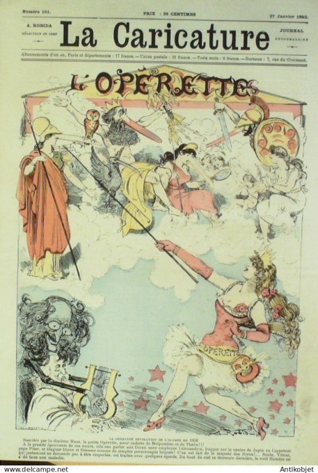 La Caricature 1883 #161 L'Opérette Barret Robida Divas Princes Dieux Héros