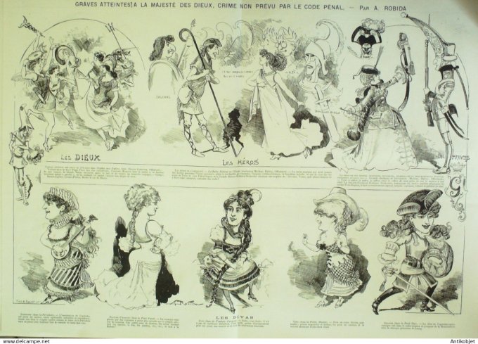 La Caricature 1883 #161 L'Opérette Barret Robida Divas Princes Dieux Héros