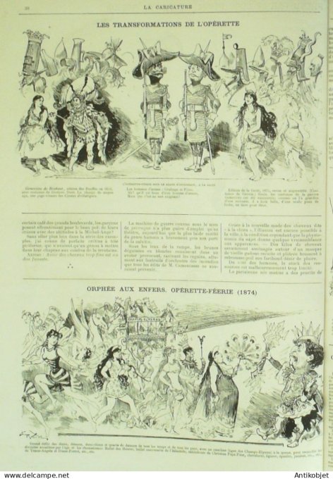 La Caricature 1883 #161 L'Opérette Barret Robida Divas Princes Dieux Héros