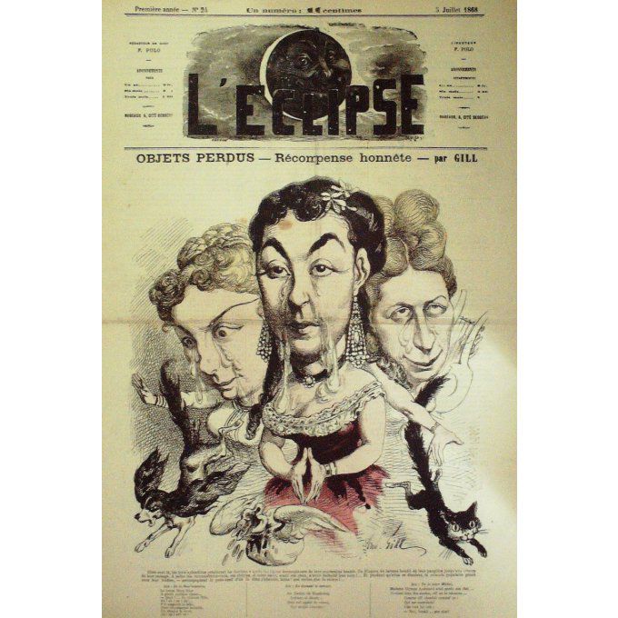 L'ECLIPSE-1868/24-OBJETS PERDUS-L'EAU NANON-André GILL